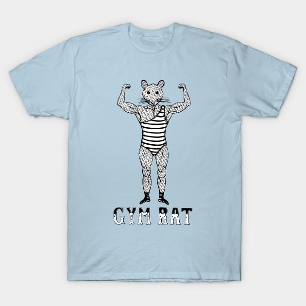 Strongman Bodybuilder Gym Rat - Black & White T-Shirt by studiogooz